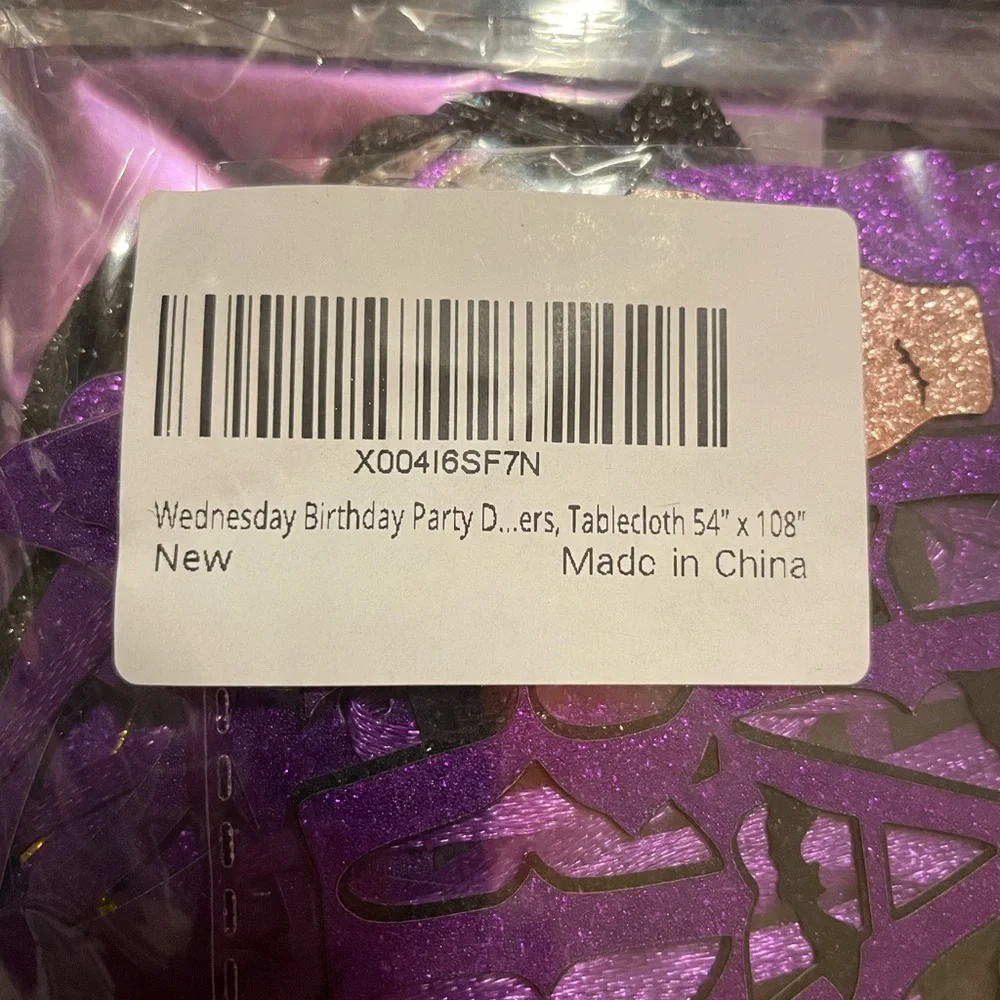 Wednesday‎ Purple Glitter Happy Birthday Cake Topper Set